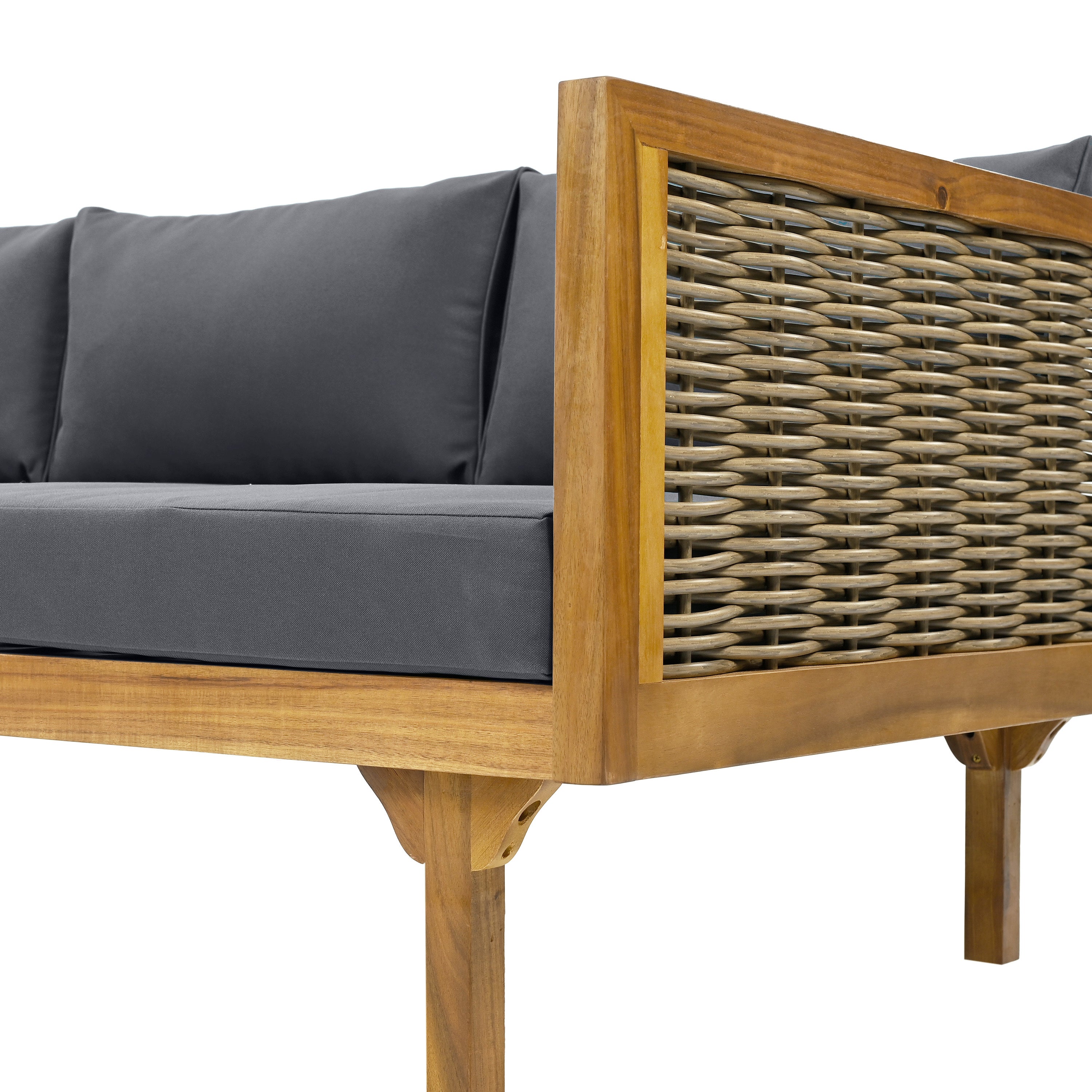 Claremont 3 Seater Daybed With Rattan Arms (Dark)