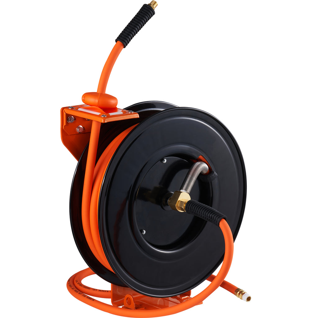Retractable Air Hose Reel, 3/8 IN x 50 FT Hybrid Air Hose Max 300PSI