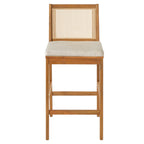 Kirkby Outdoor Barstool with Cushion, Teak Finish Wood