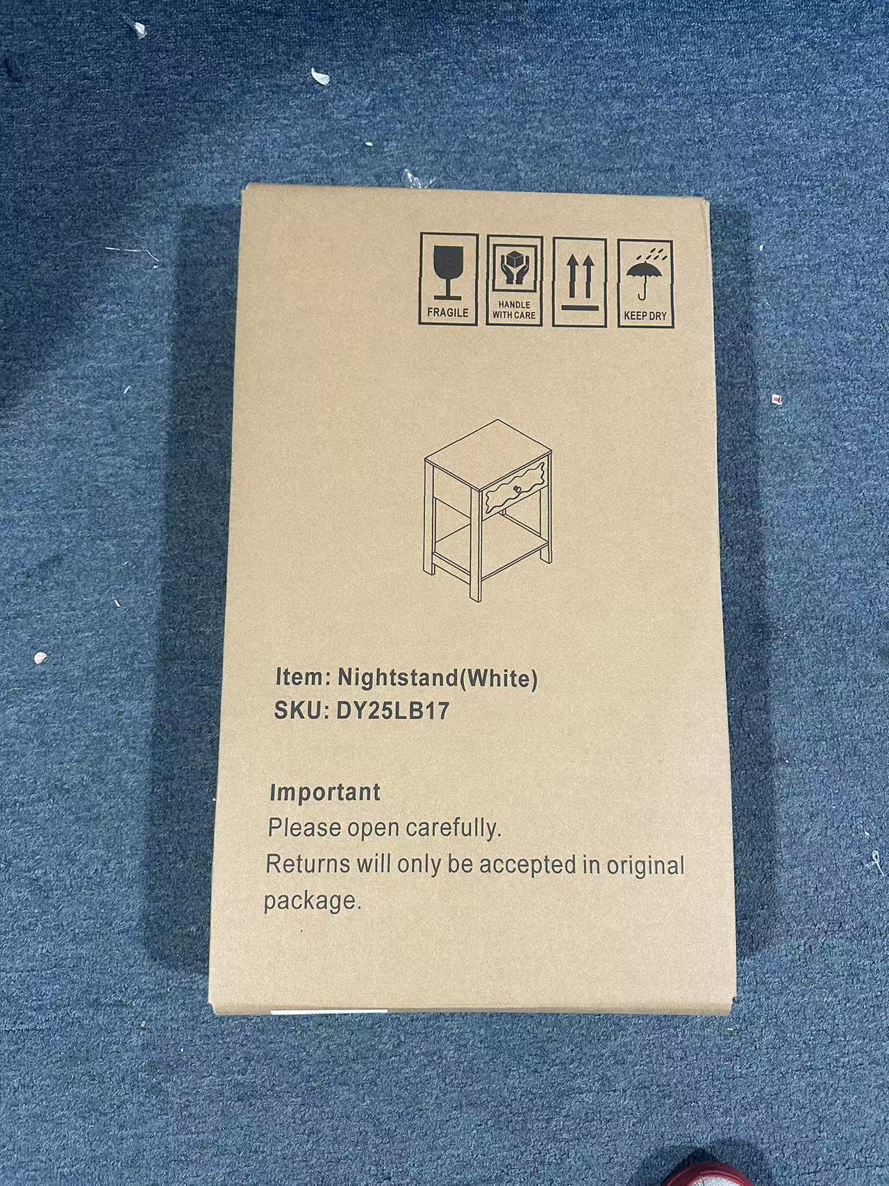 White Nightstand with Drawer and Open Shelf