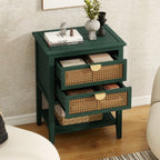 2 Drawer Side Table in Natural Rattan