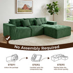 101" L-Shaped Modular Compression Sofa, Green