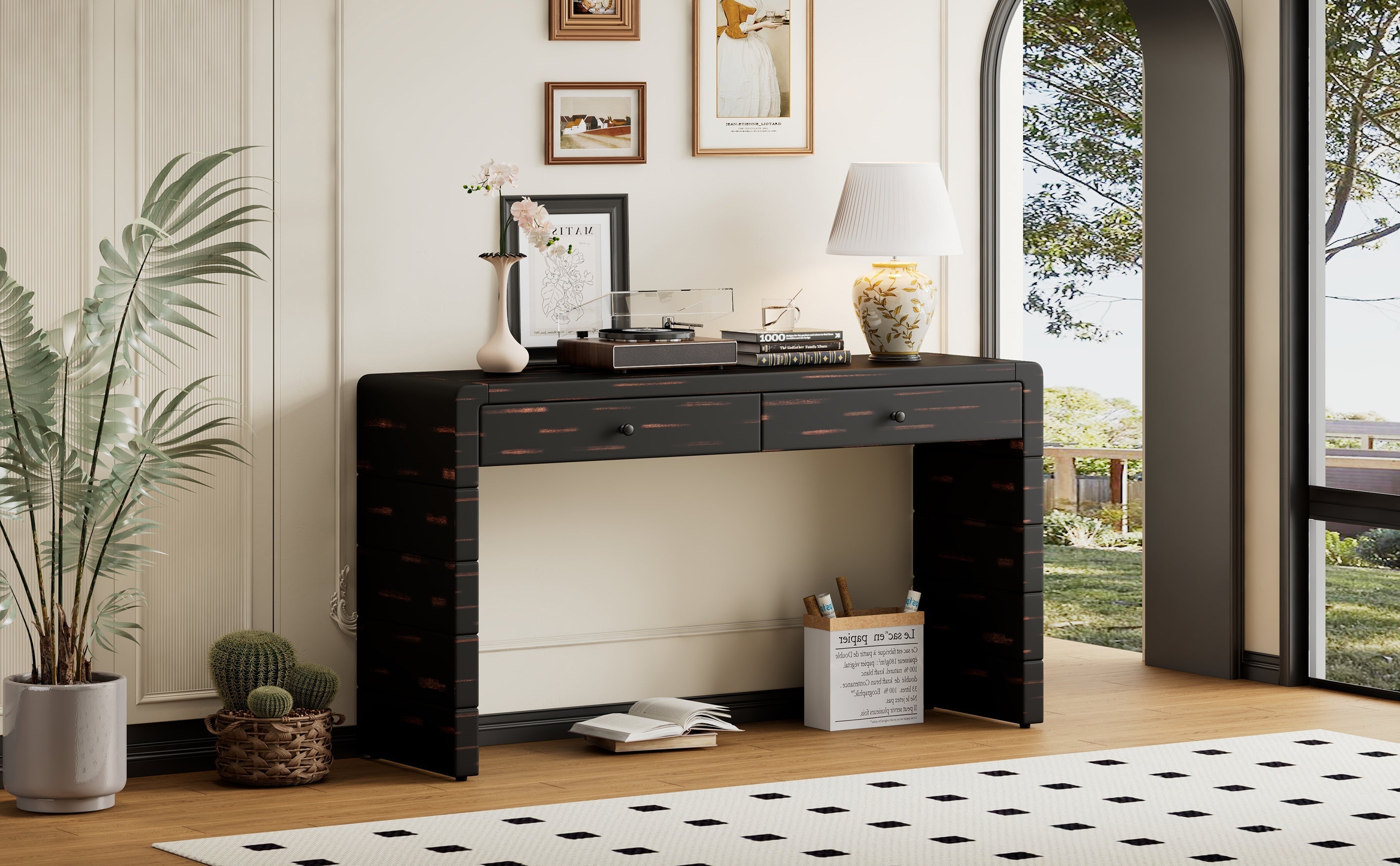 Curved Console Table with Storage