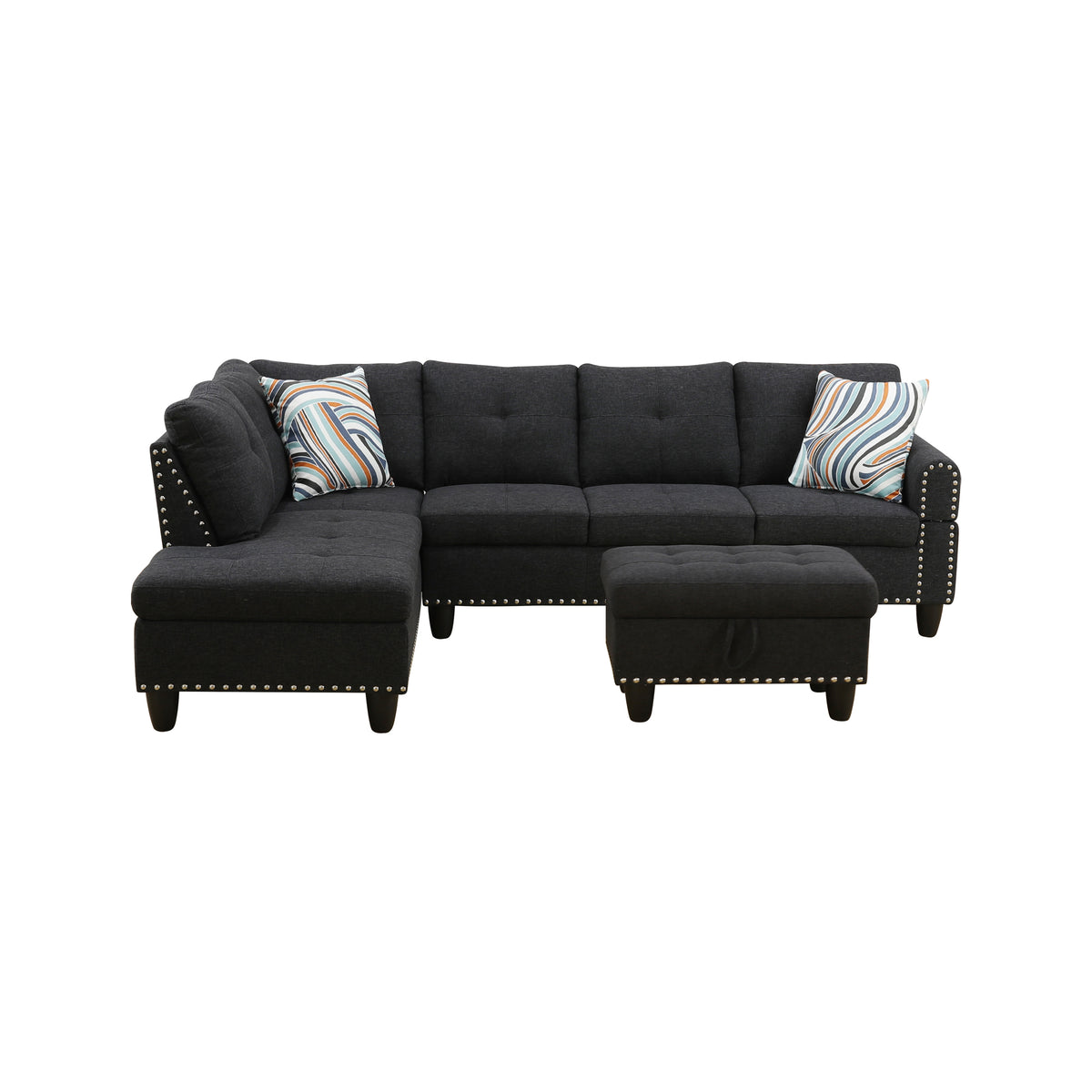 Reversible L-Shaped Sectional Couch with Storage Ottoman