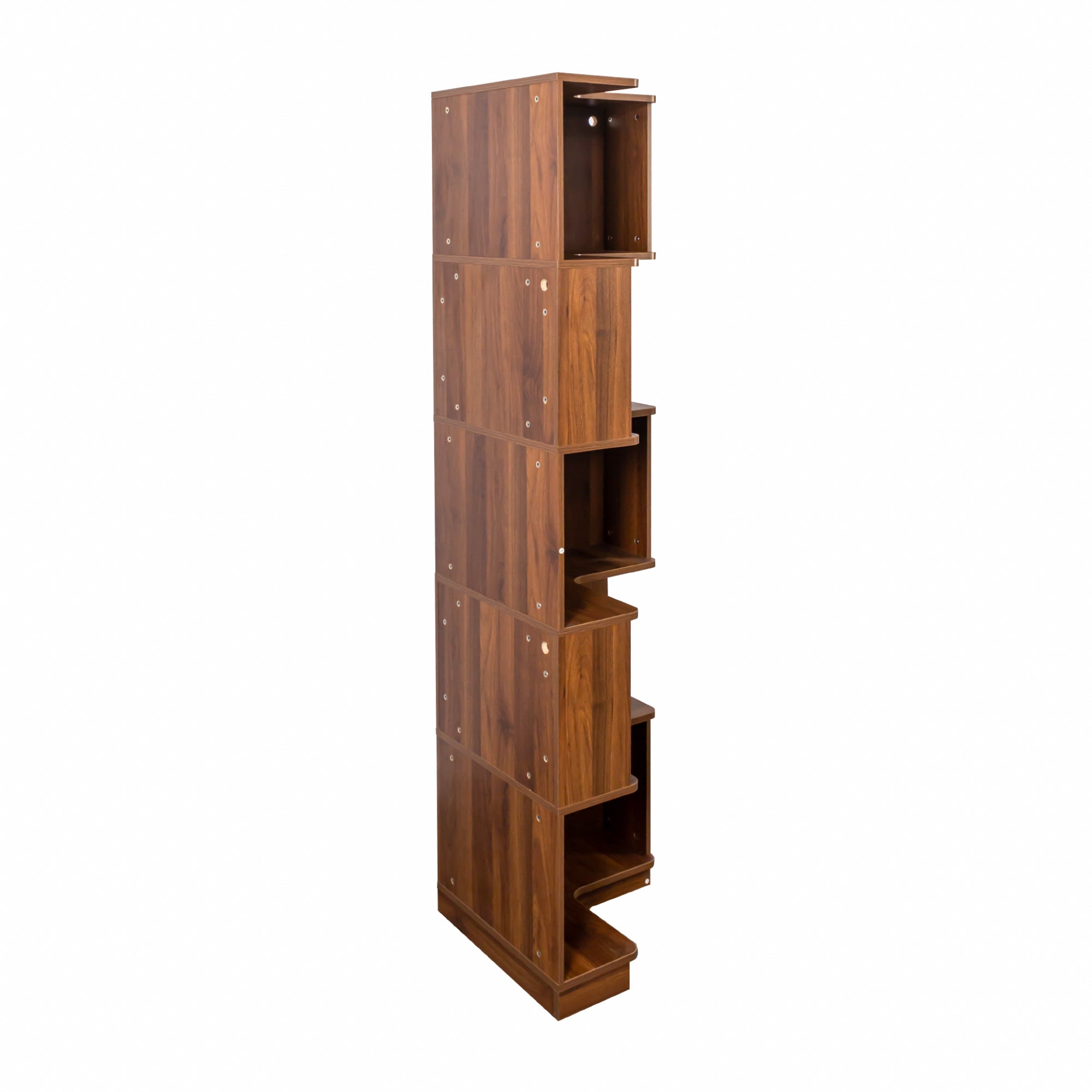 5 Tier Corner Bookshelf with Baffle and LED Lights