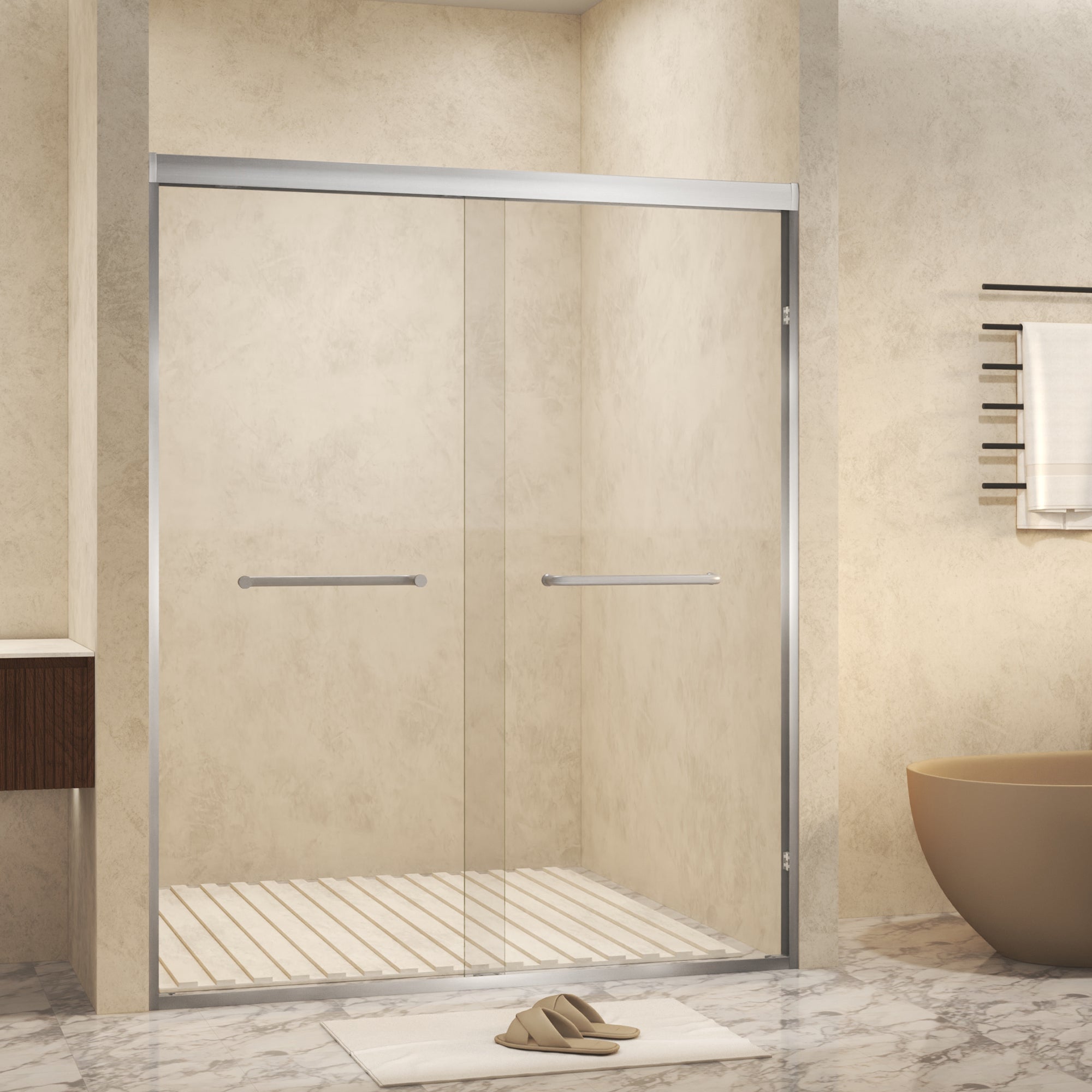 Double Sliding Shower Door with Aluminum Frame