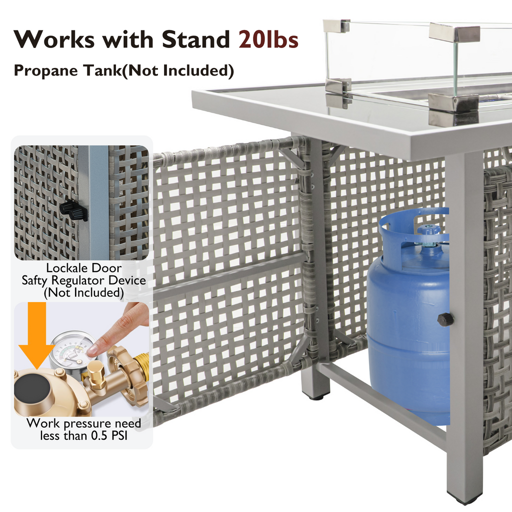 K&K 43" Propane Gas Fire Pit Table