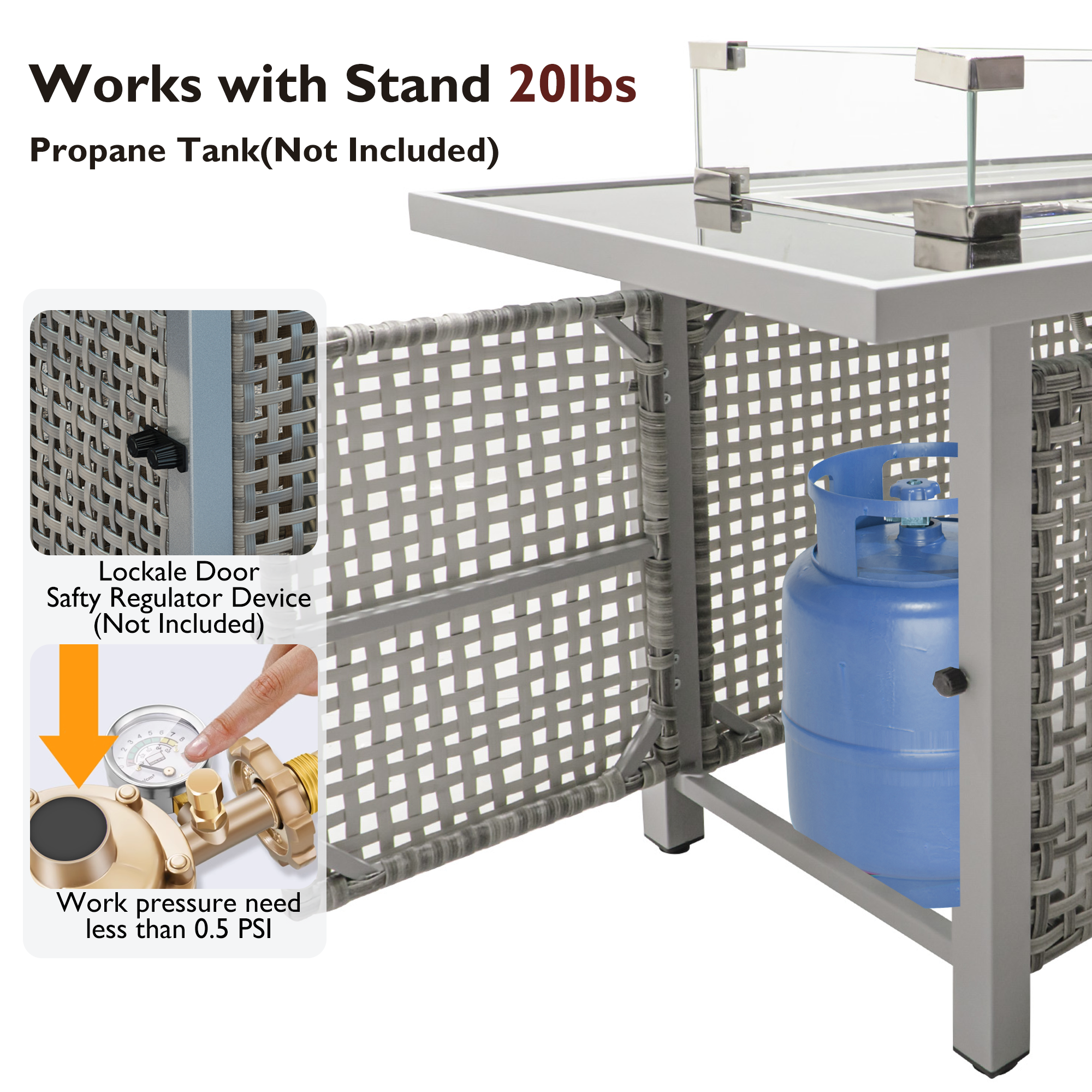 K&K 43" Propane Gas Fire Pit Table