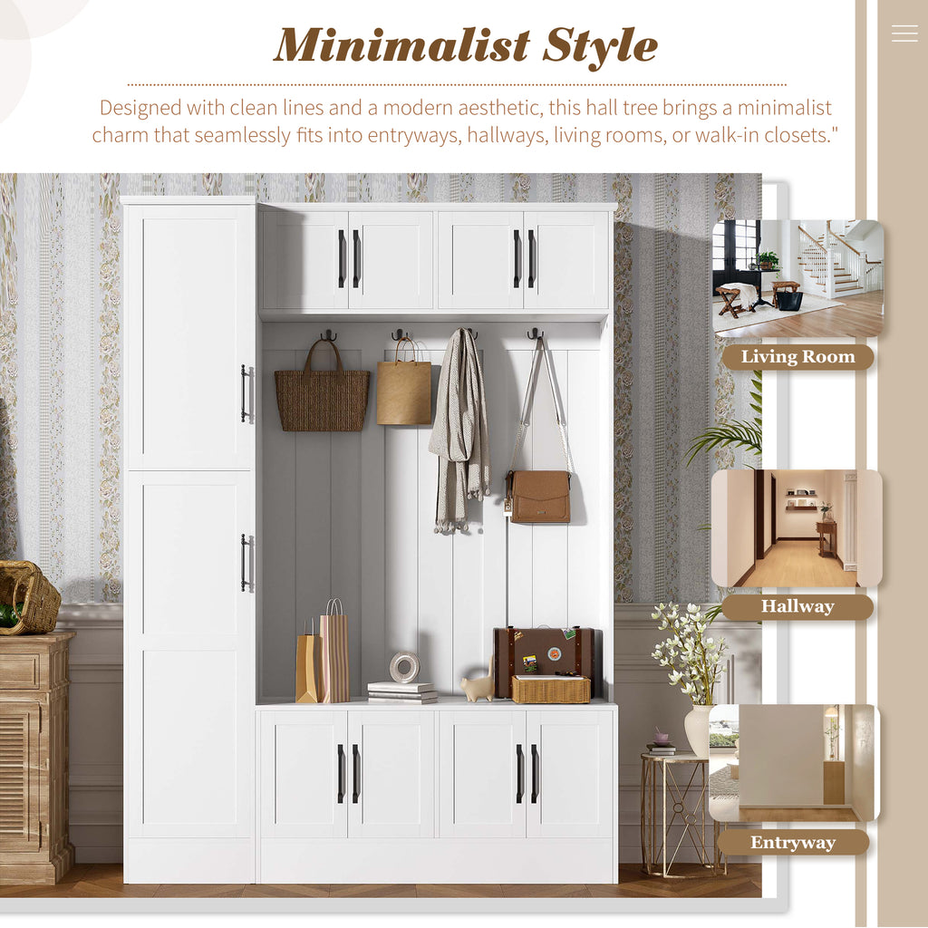 Vibe Haus 79'' Tall Modern Hall Tree with Shoe Storage