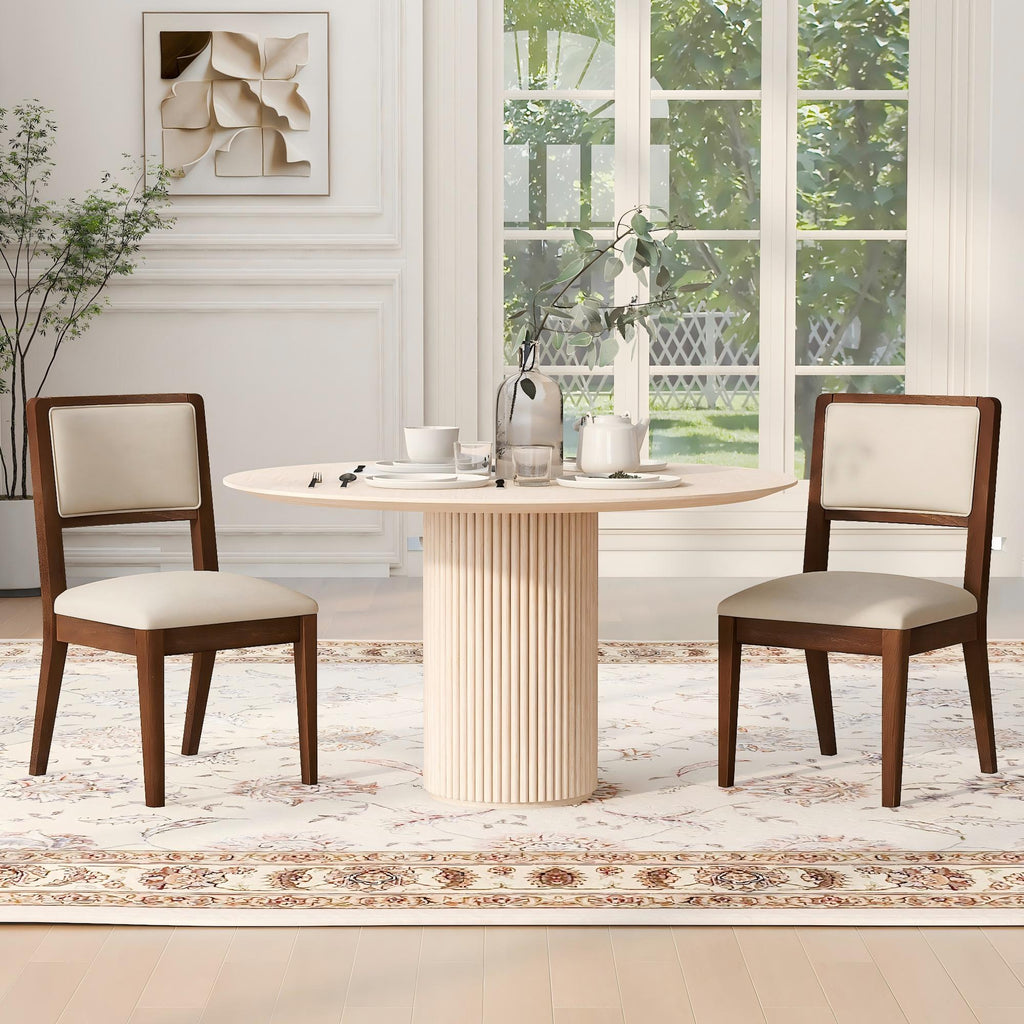 Set of 2 Compact Rubber Wood Dining Chairs