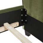 Marcella Upholstered Shelter Headboard Bed Set, Queen, Olive