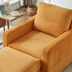Classic Corduroy Chaise Lounge, Comfy Sofa Chaise Couch Chair