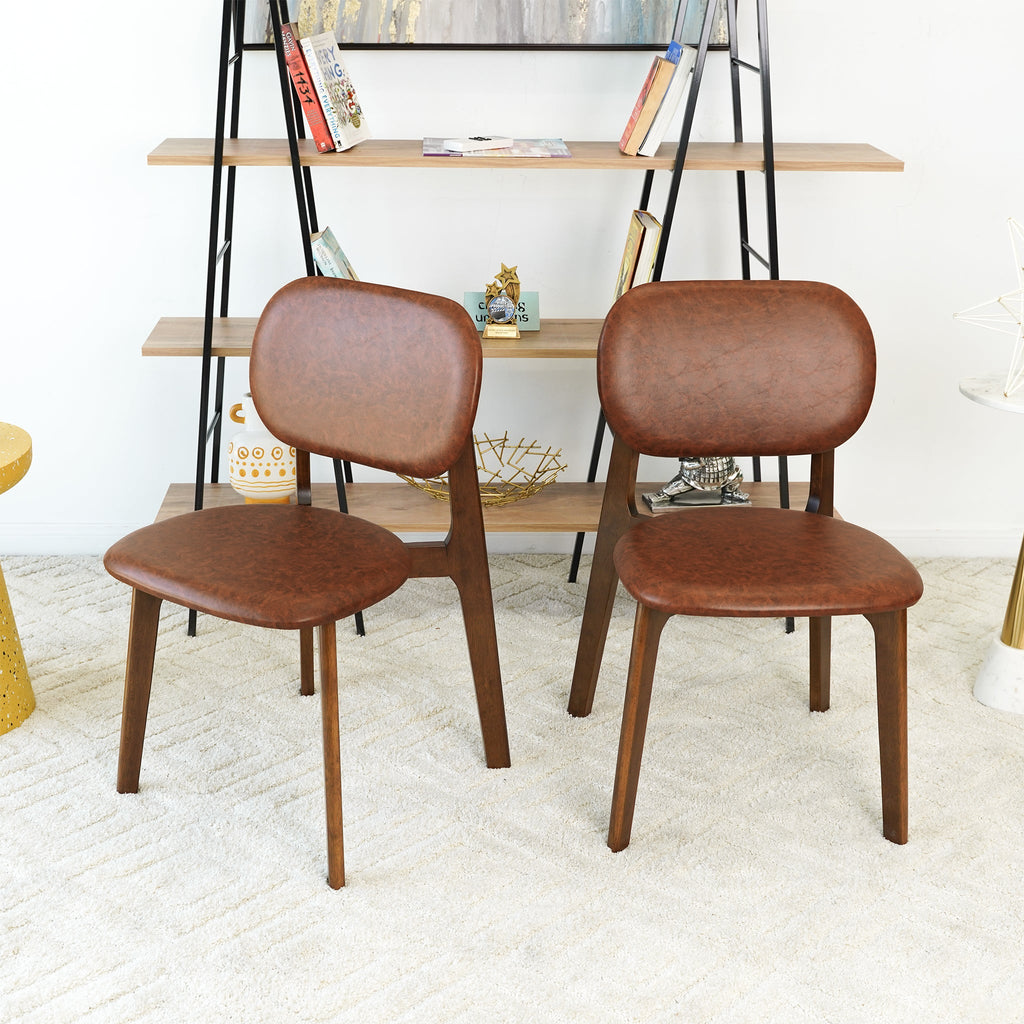 Kelsey Brown Leather Dining Chair Set of 2