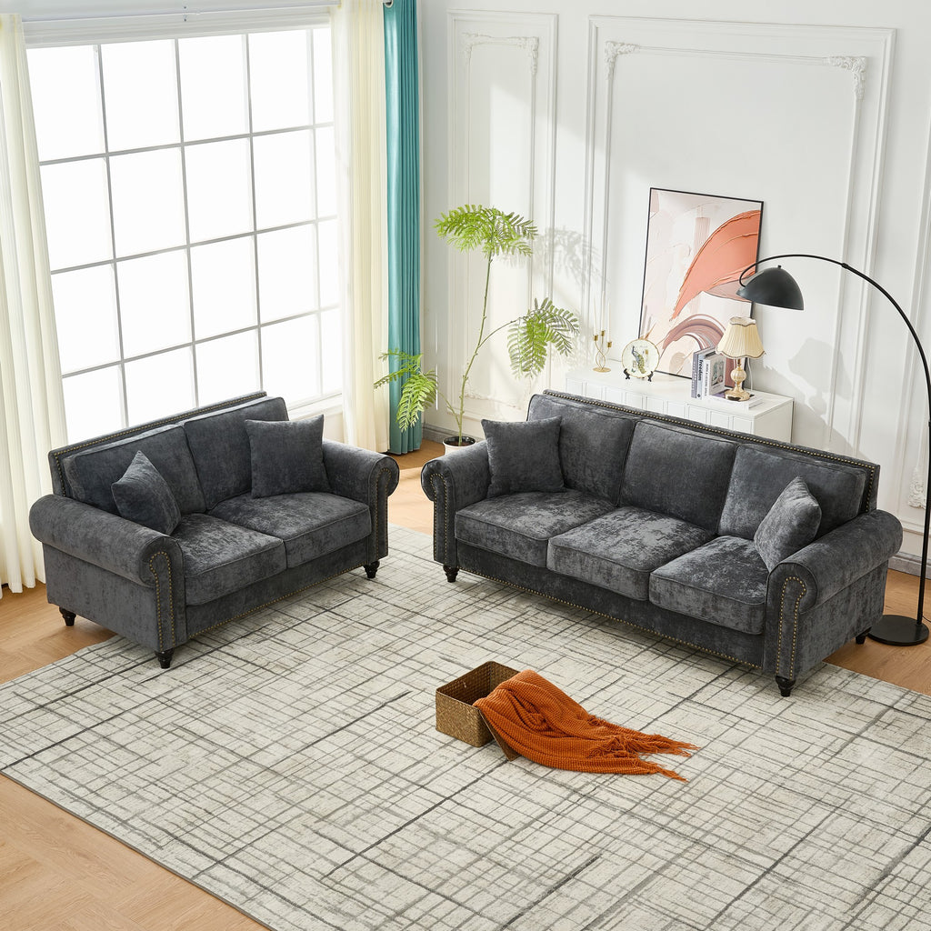 Modern 3+2 Seater Sofa with Rolled Arms