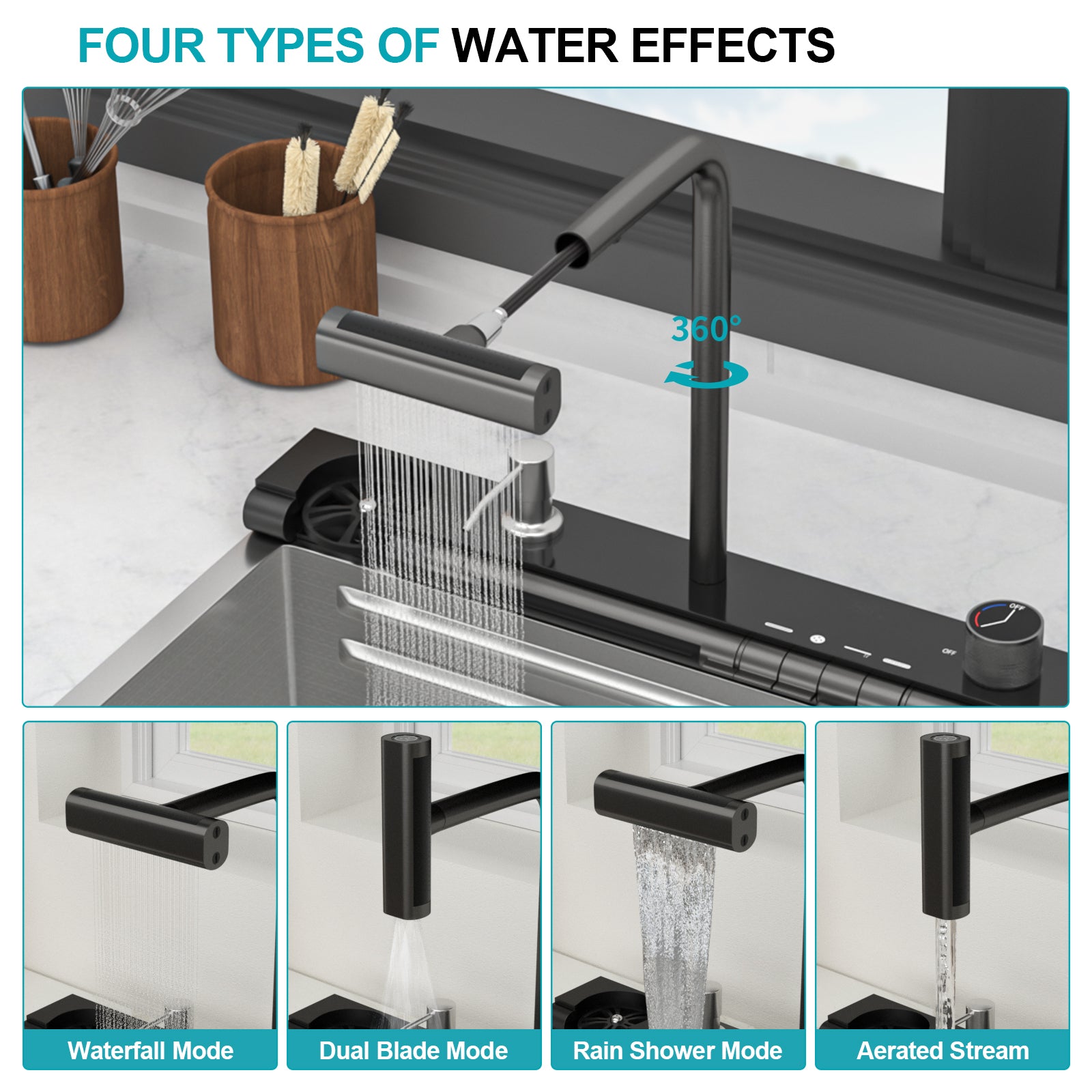 30" Kitchen Sink Waterfall Sink - Multifunction Single Bowl