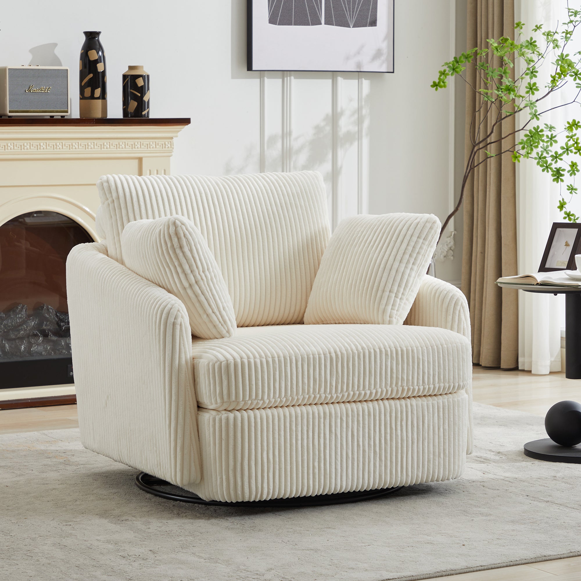 40.55''W Swivel Accent Chair with Pillows