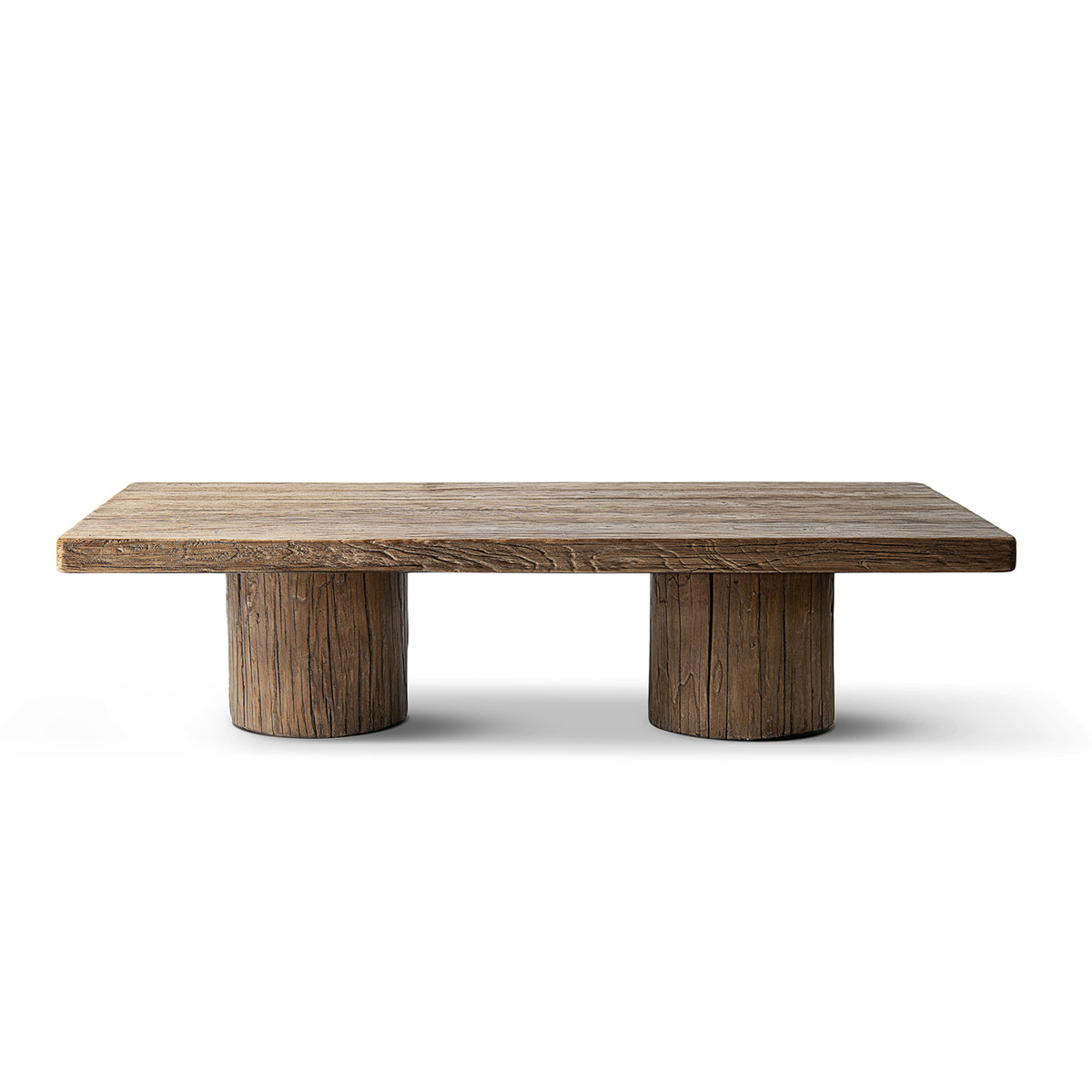 Arbor 60" Solid Reclaimed Elm Rectangular Plinth Coffee Table, Heritage Medium-Dark