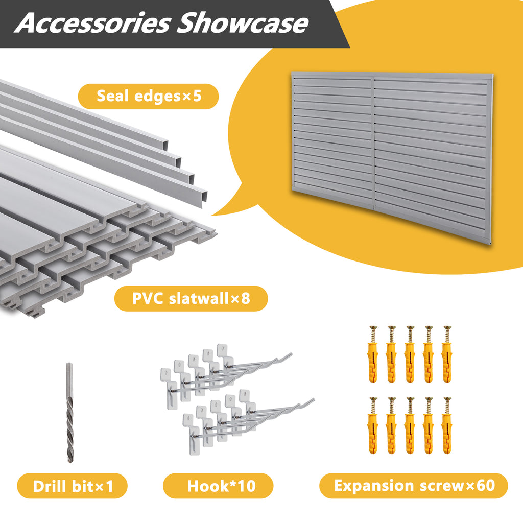 Heavy Duty PVC Slatwall Garage Organizer