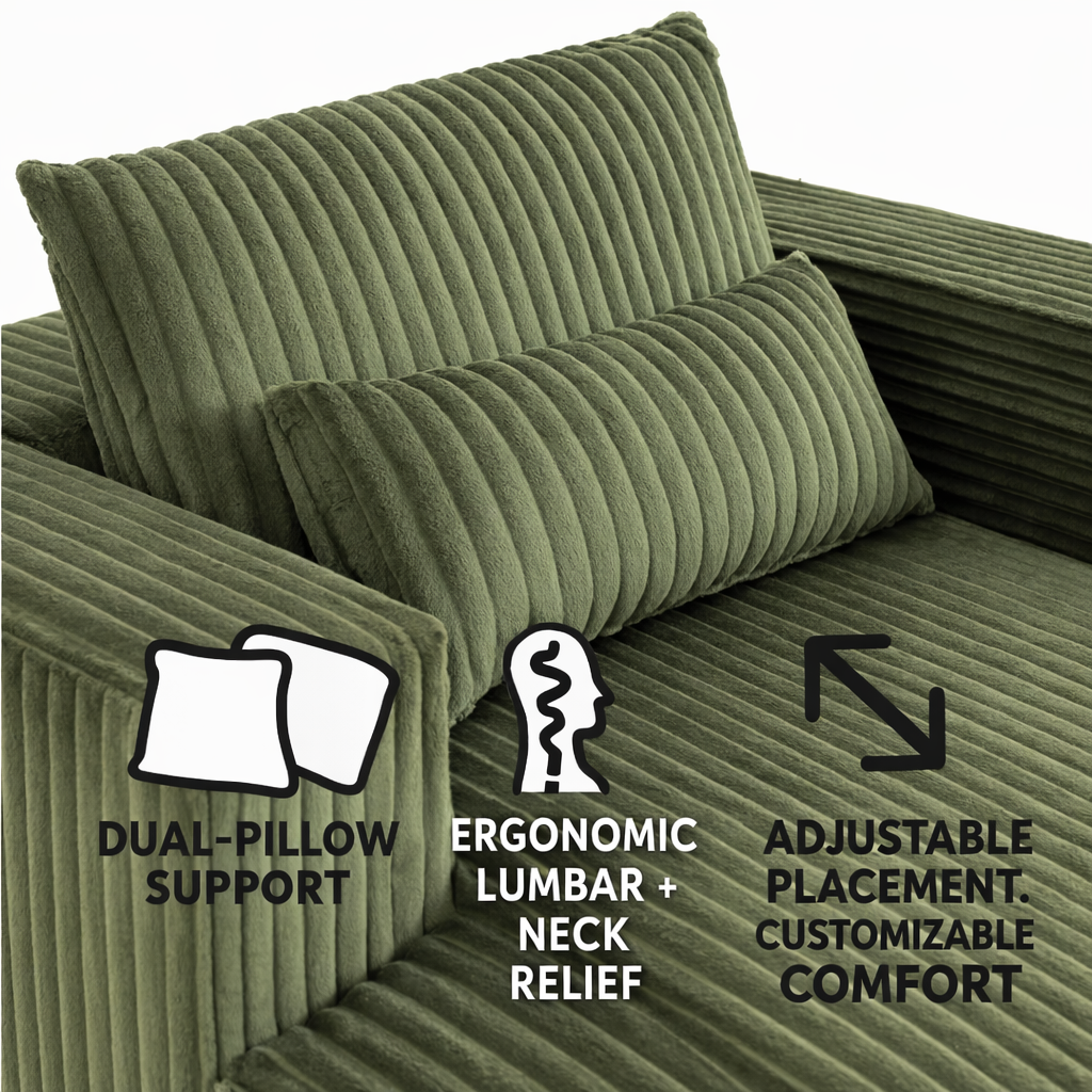 Sofa Bed - 62.6" x 48.23" Compressed Couch with Lumbar Pillows
