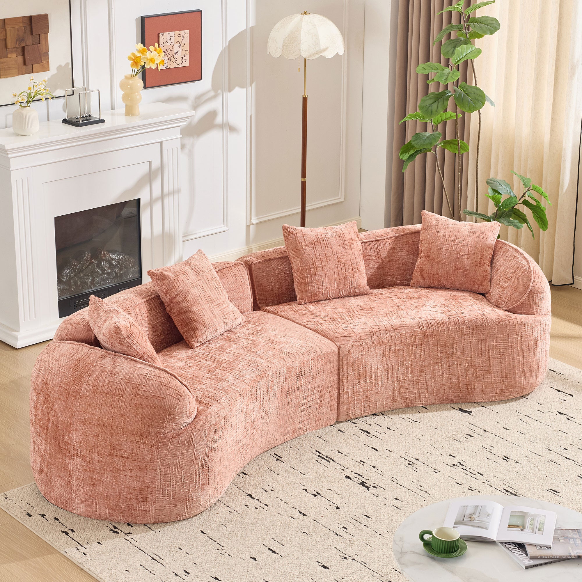 Pink Curved Compressed Sofa