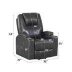 Gunmetal Leather Aire Recliner with Power Lift & Massage