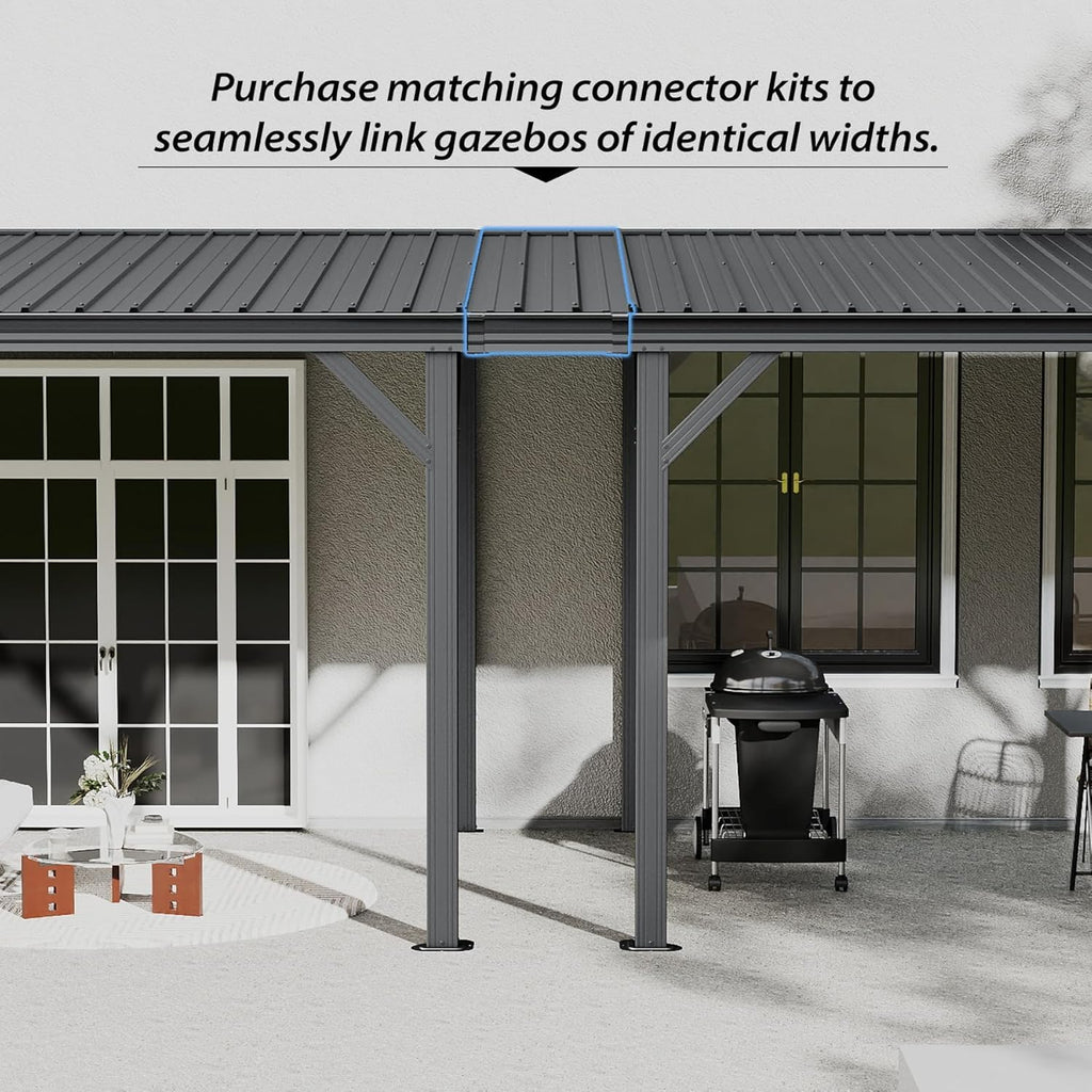 12'x16' Hardtop Lean to Gazebo with Gutters