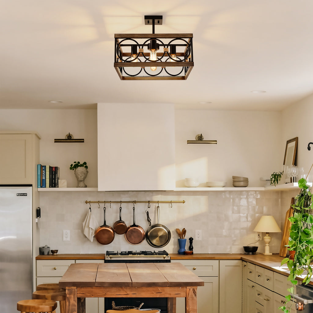 4-Light Square Kitchen Island Light Fixture