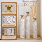 3-Piece Handcrafted Metal Floor Vase Set