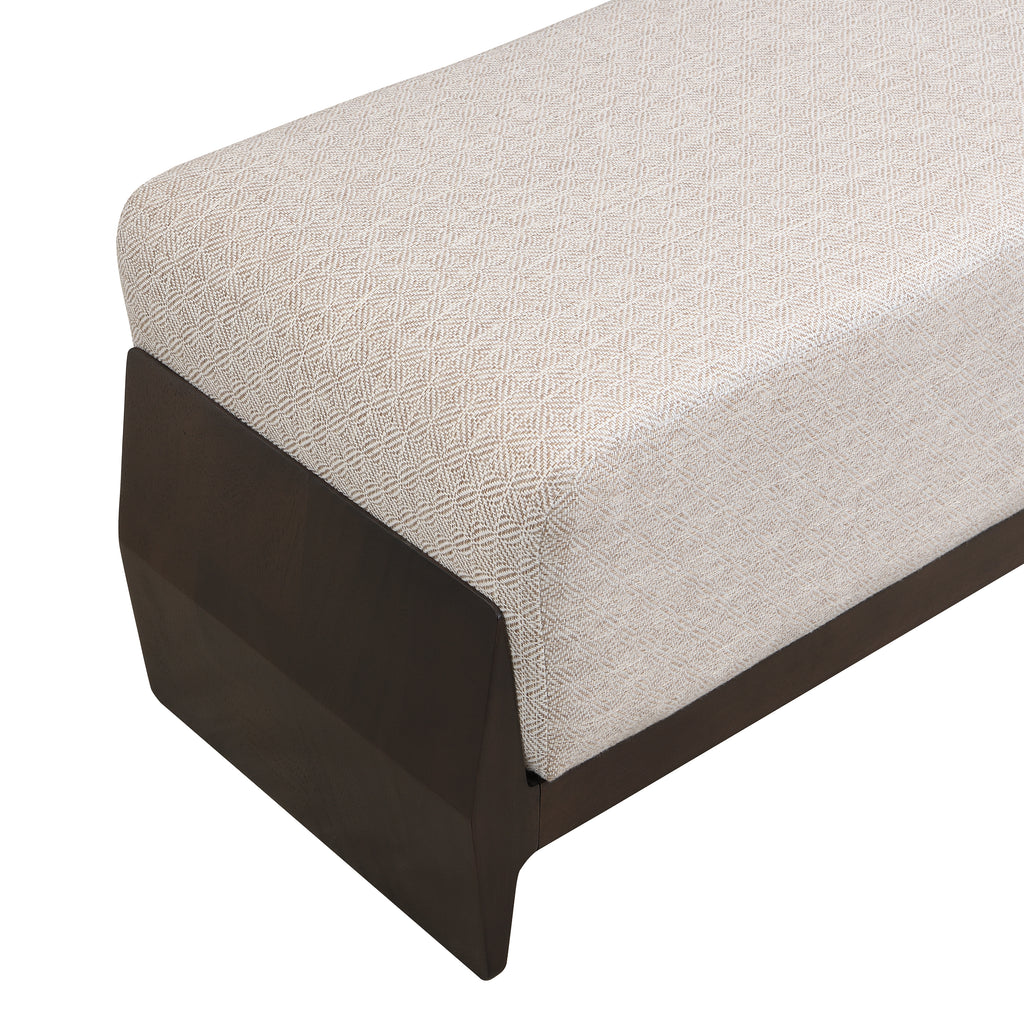 Rubber Solid Wood Bench with Thick Soft Cushions