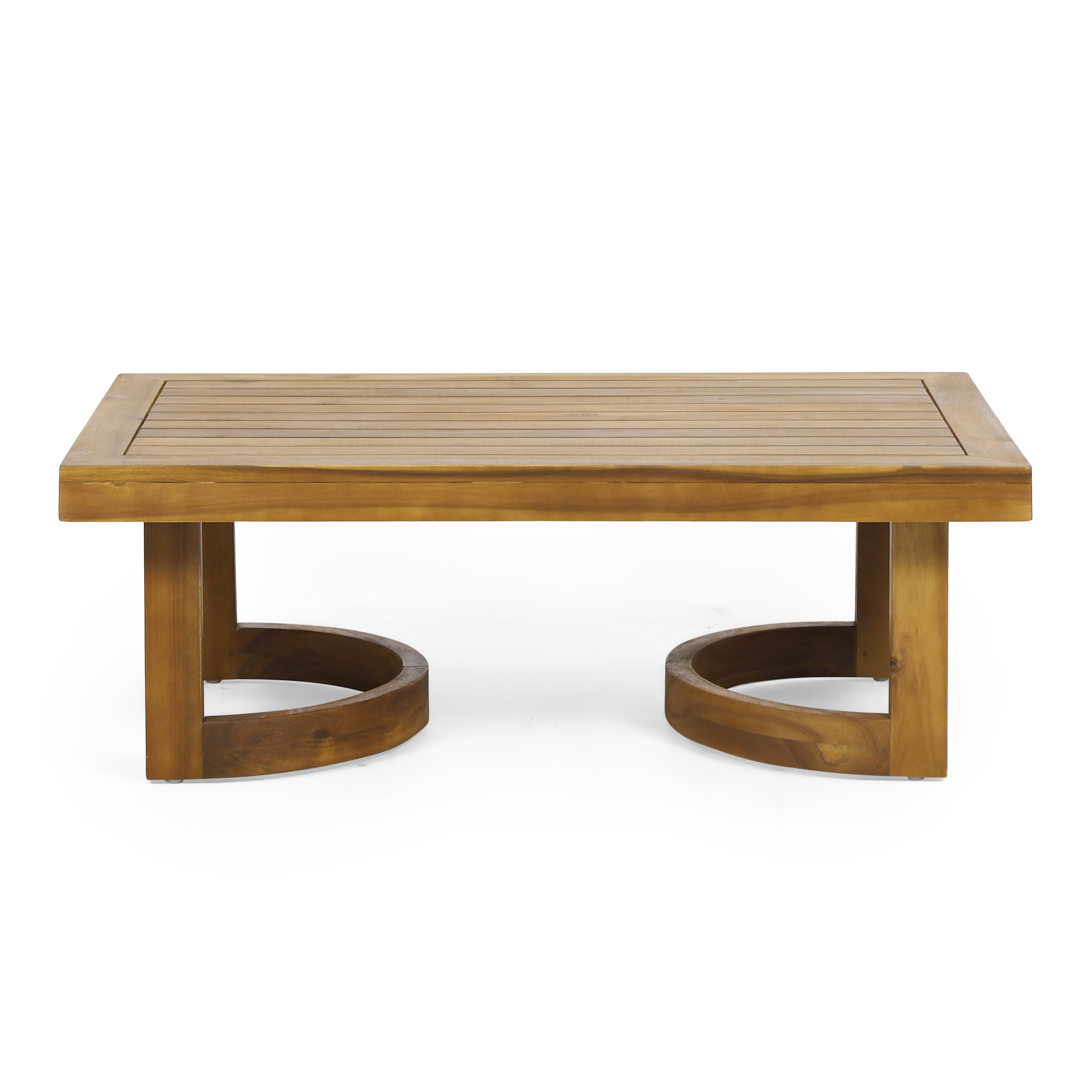 Outdoor Acacia Wood Loveseat and Coffee Table Set with Cushions