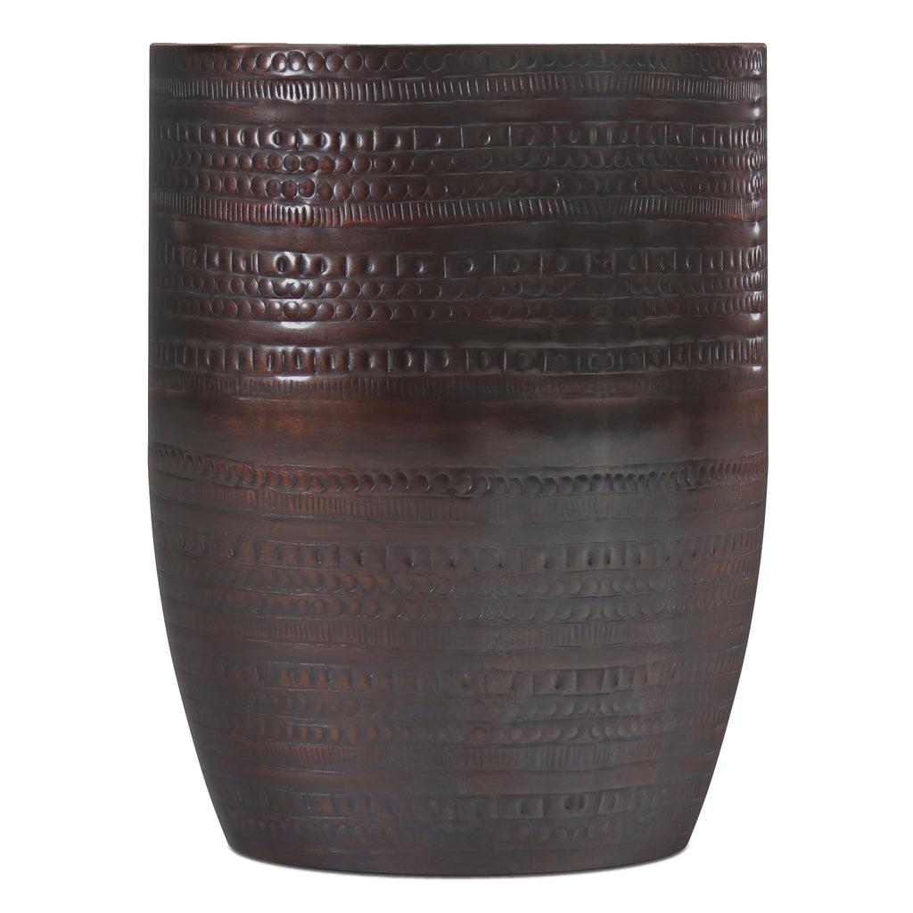 Johnsen 15 Inch Wide Tribal Pattern Metal Accent Table