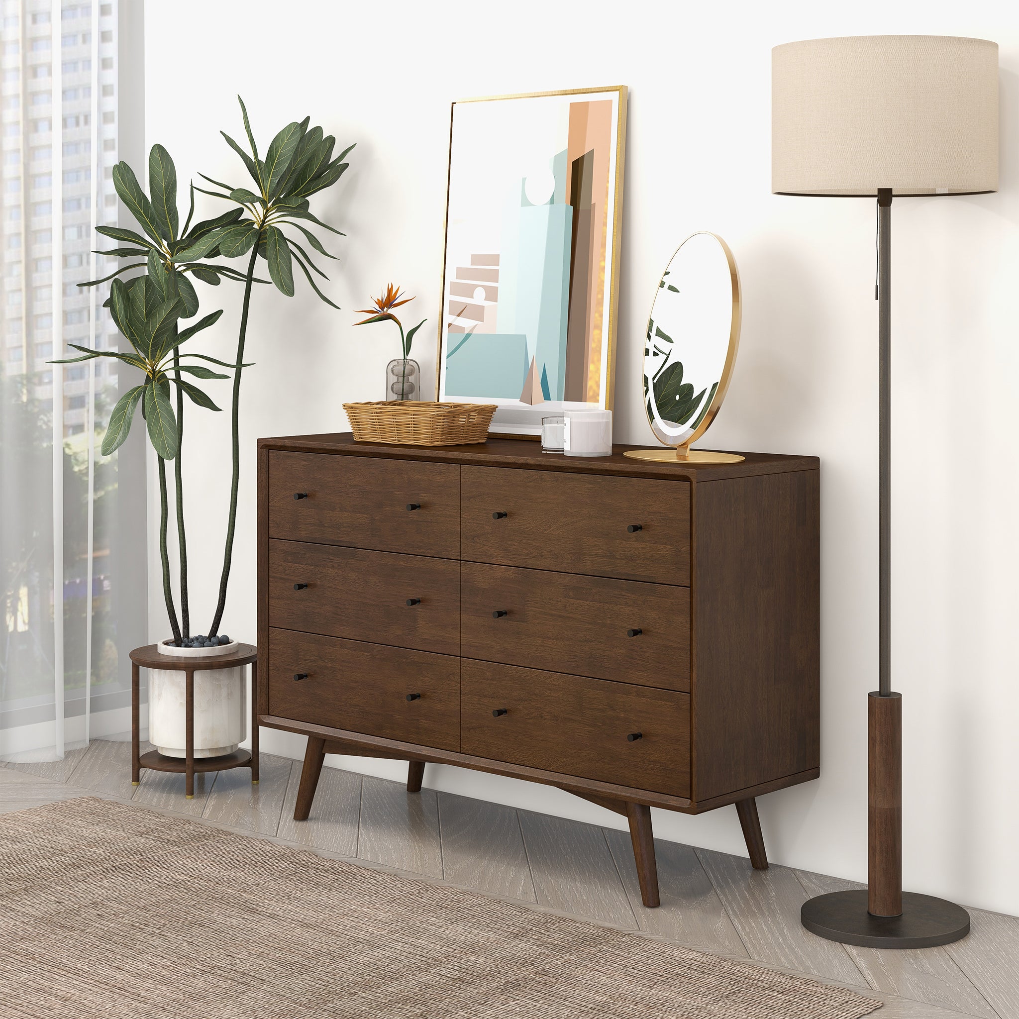 Caroline Mid Century Modern Solid Wood Dresser