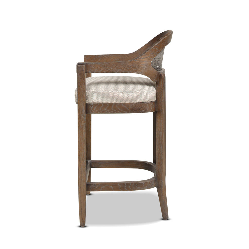 Americana Mid-Century Modern Counter Stool, 26-Inch Cane Back, Beige