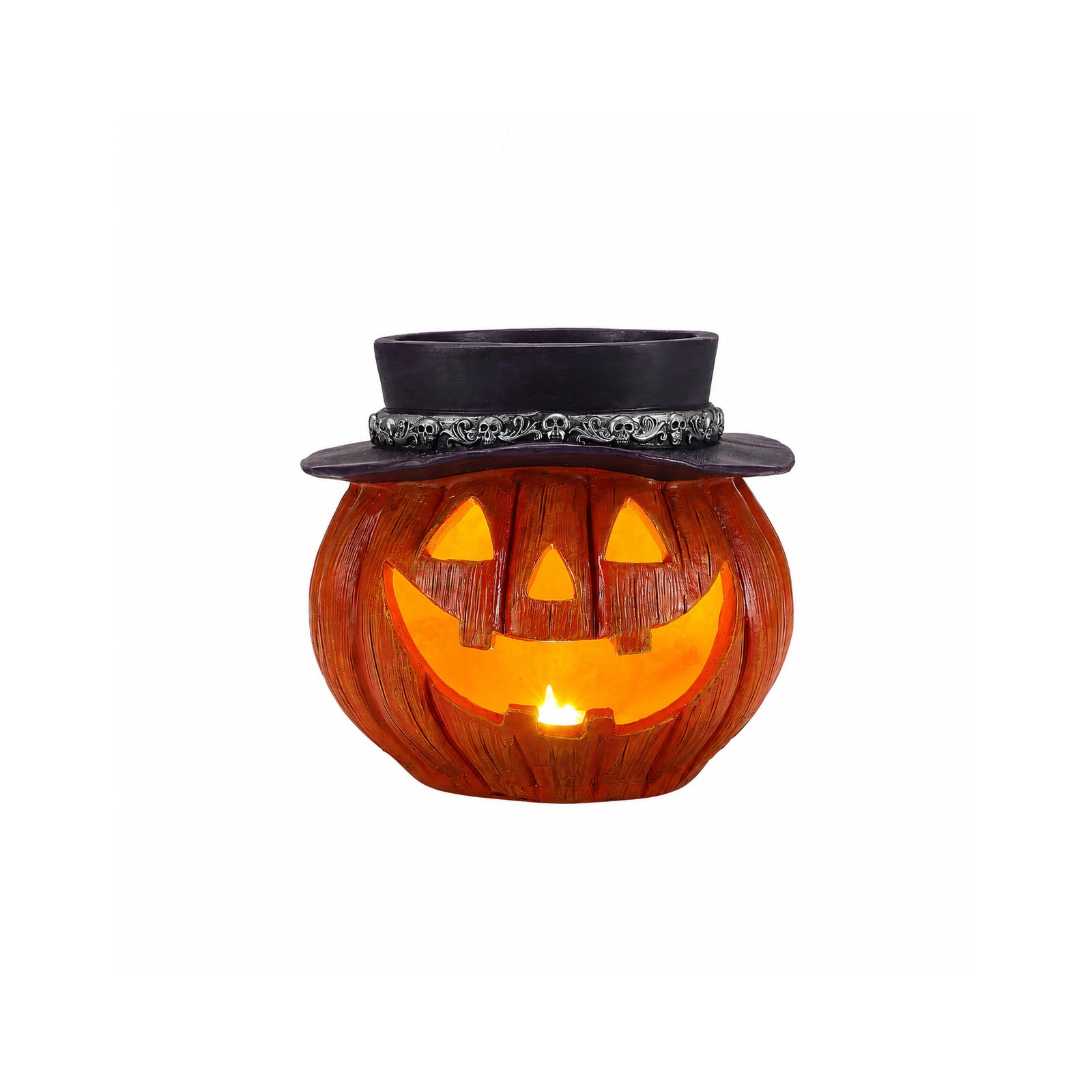 Halloween Pumpkin Candy Bowl with Witch Hat