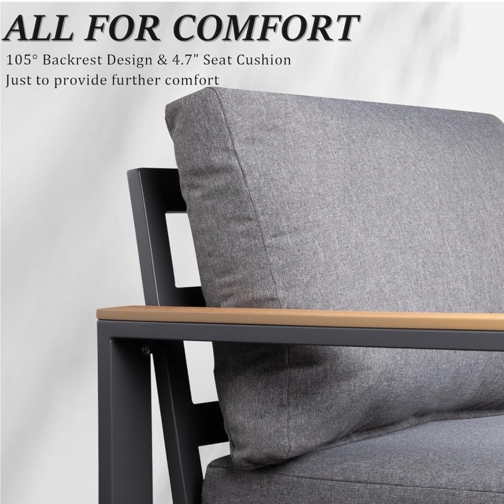 Set of 2 26.6" All-Weather Aluminum Patio Armchairs