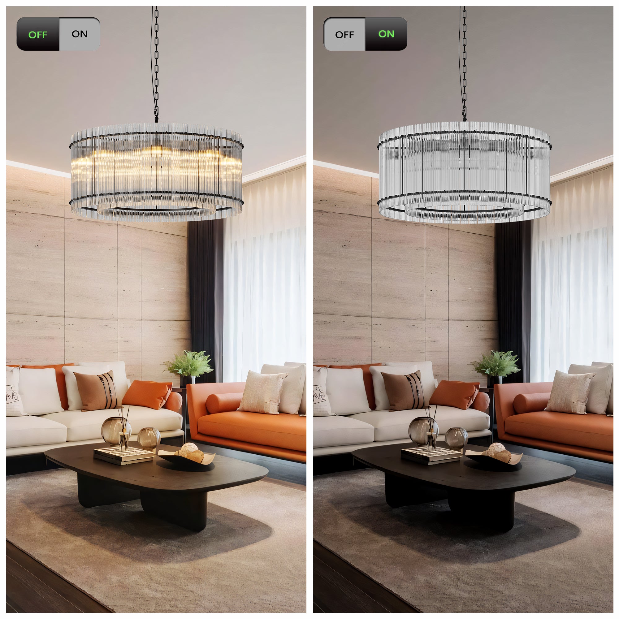 37" Modern Gold Round Chandelier