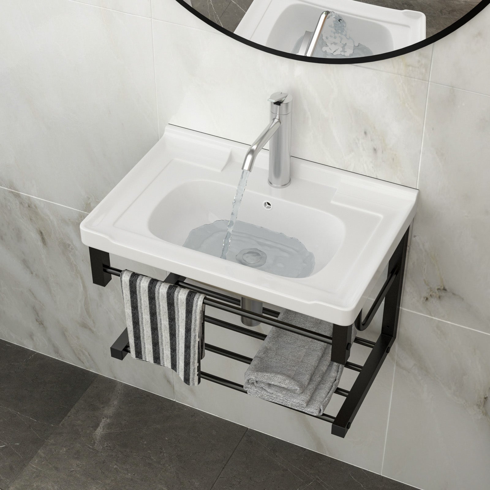 23.75"x15.75" Wall-Mounted Rectangular Ceramic Bathroom Sink