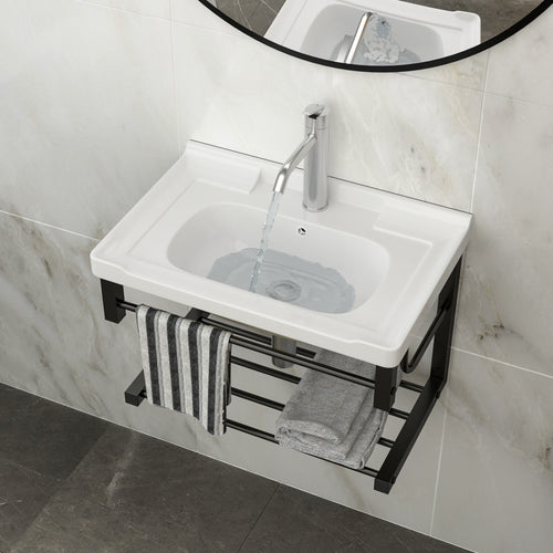 23.75"x15.75" Wall-Mounted Rectangular Ceramic Bathroom Sink
