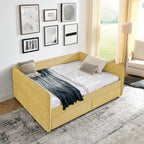 Queen Size Daybed with Two Drawers Upholstered Tufted Sofa Bed