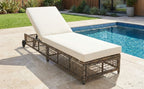 TREXM Outdoor Lounge Chair with Cushion and Wheels