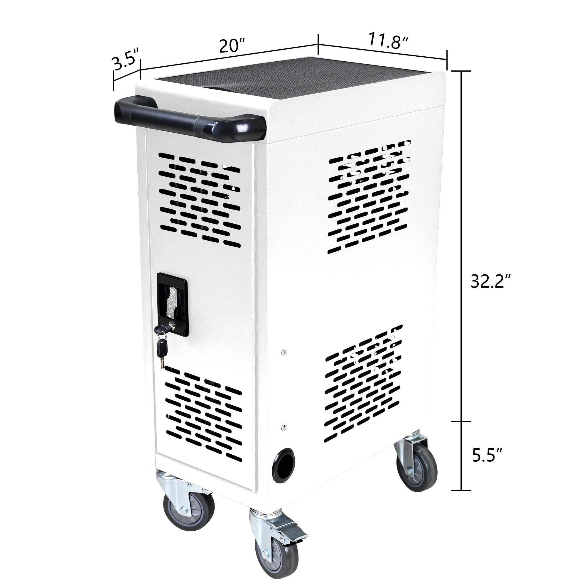 16-Compartment Removable Locking Charging Cabinet for Laptop, Chromebook - White