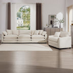 Mid-Century Modern Set of 2 Sofas with One 3-Seater Sofa and One Single Accent Chair
