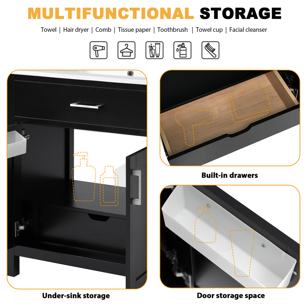 30-Inch Bathroom Vanity with Ceramic Sink and Ample Storage