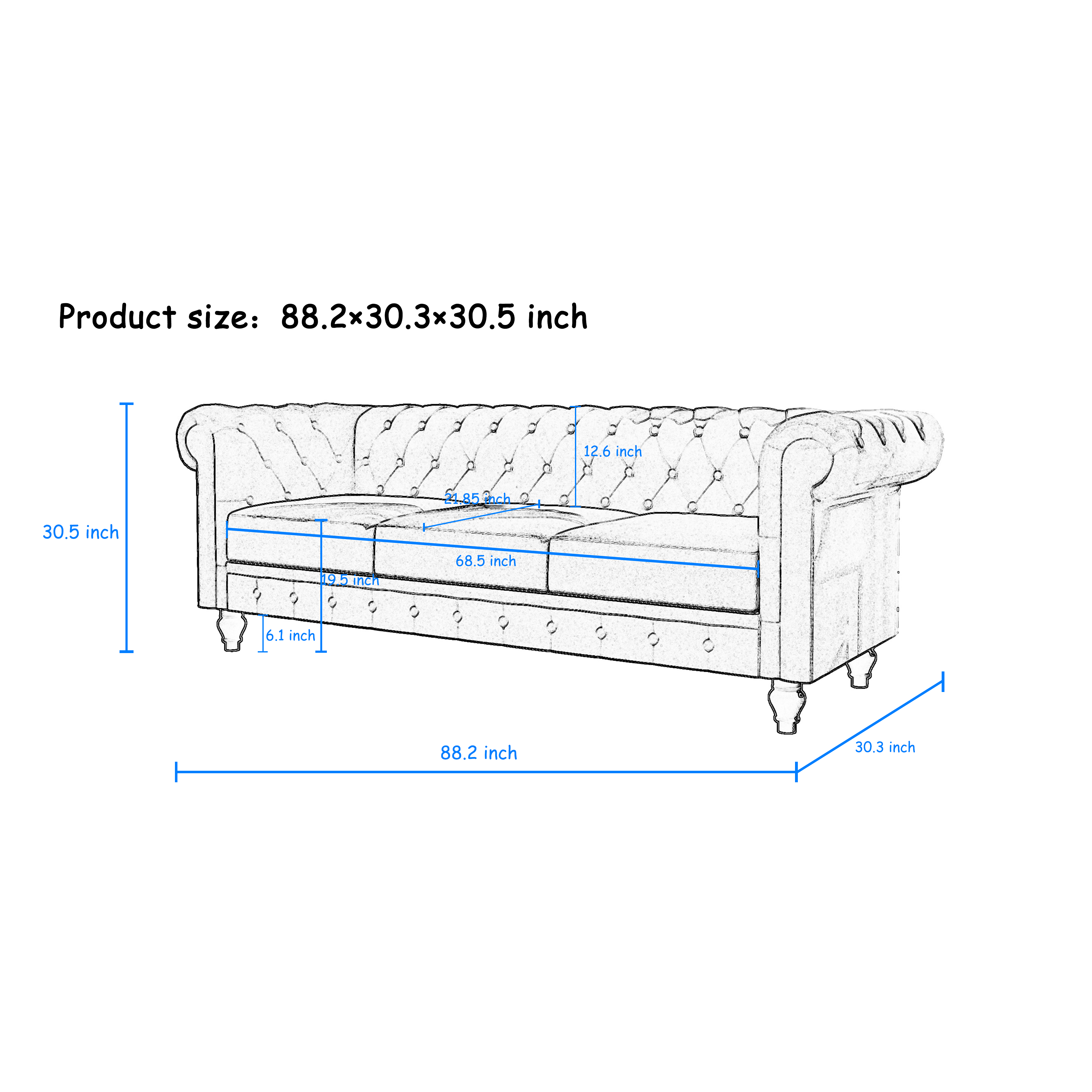 FX-P80PB-PUBR-2PC Chesterfield Sofa Set