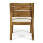 Outdoor Acacia Wood 7-Piece Dining Set with Rope-Woven Armchairs