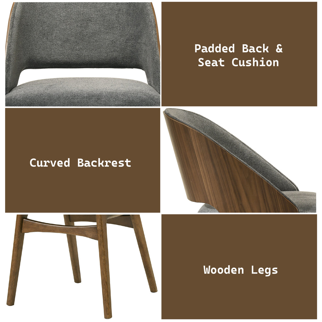 Delmon Fabric & Dark Seating for Dining