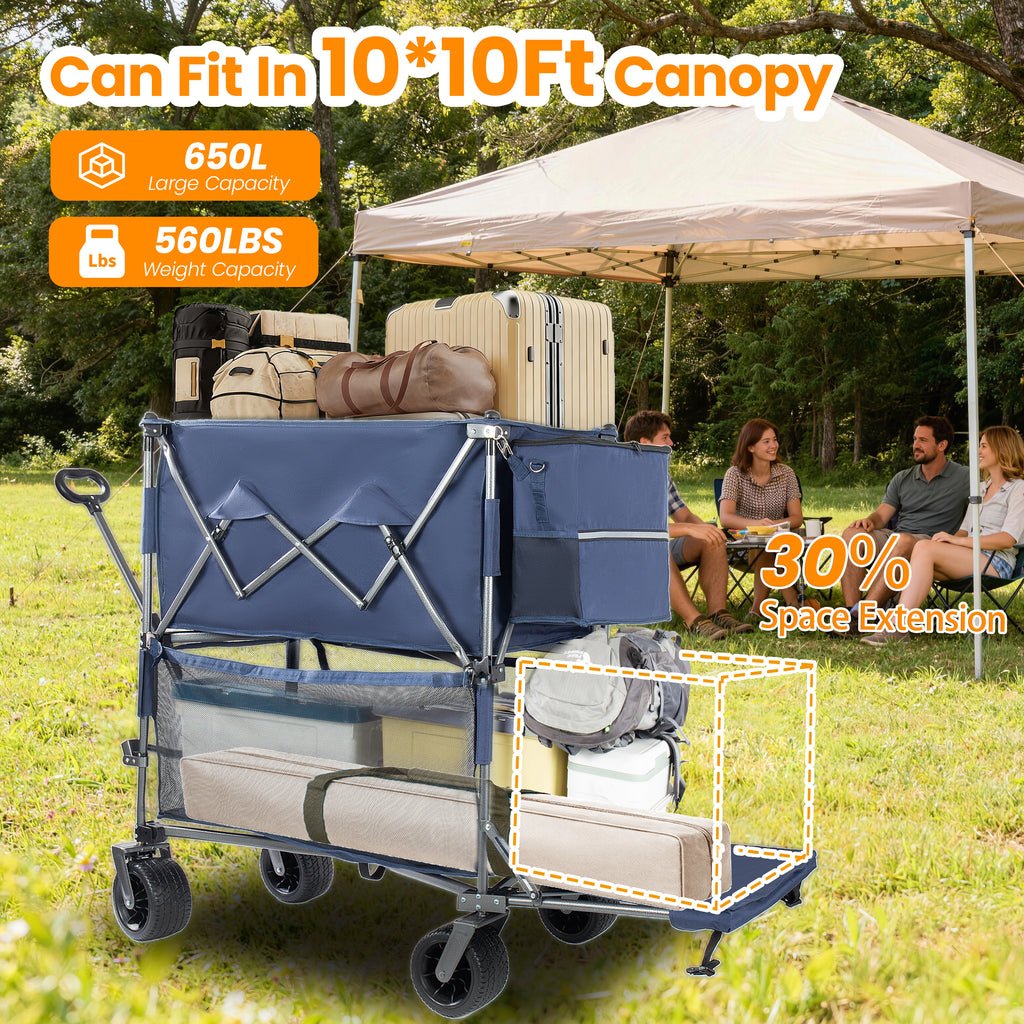 55" Heavy Duty Double-Layer Wagon with Brakes