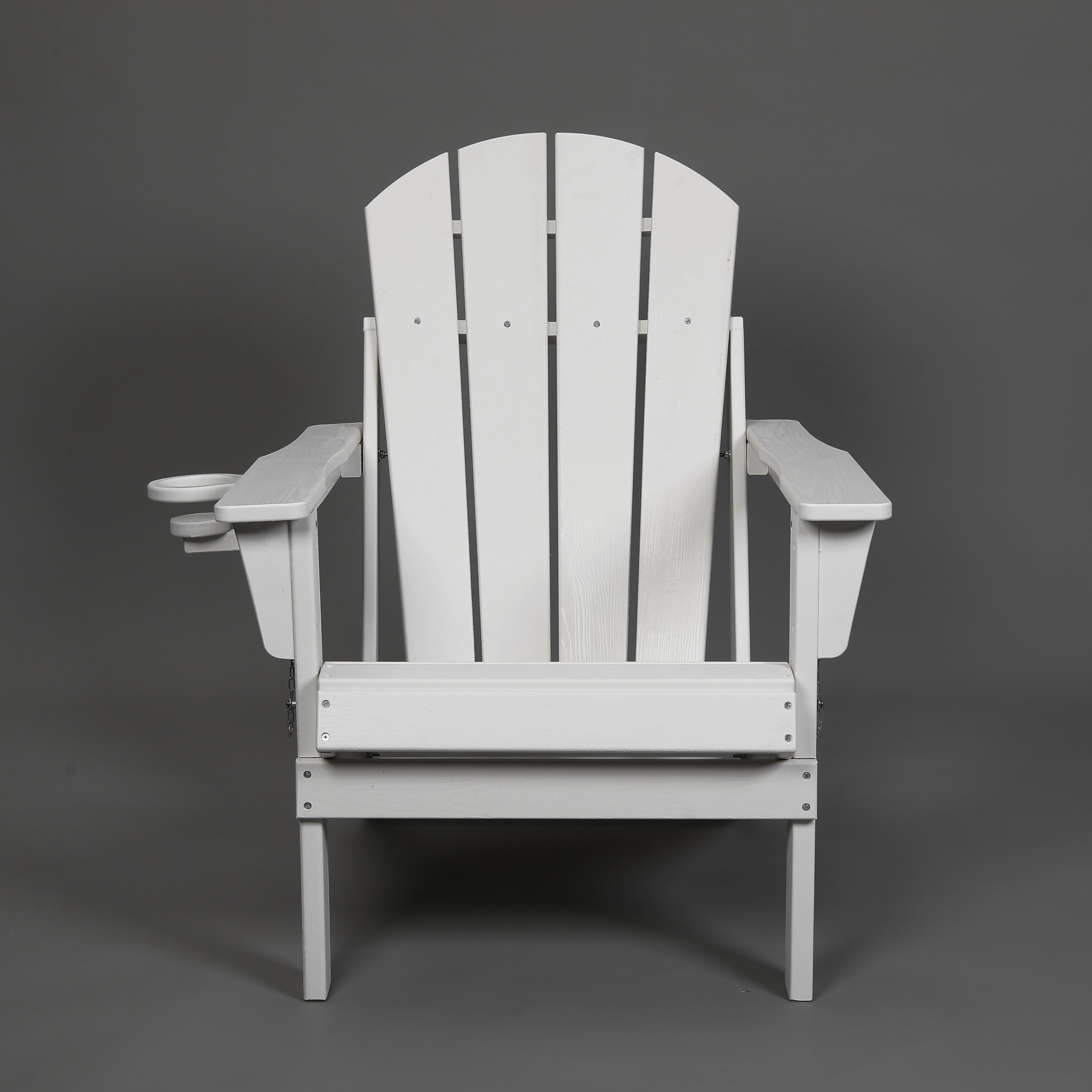 Folding Adirondack Chair with Dual Cup Holder - White