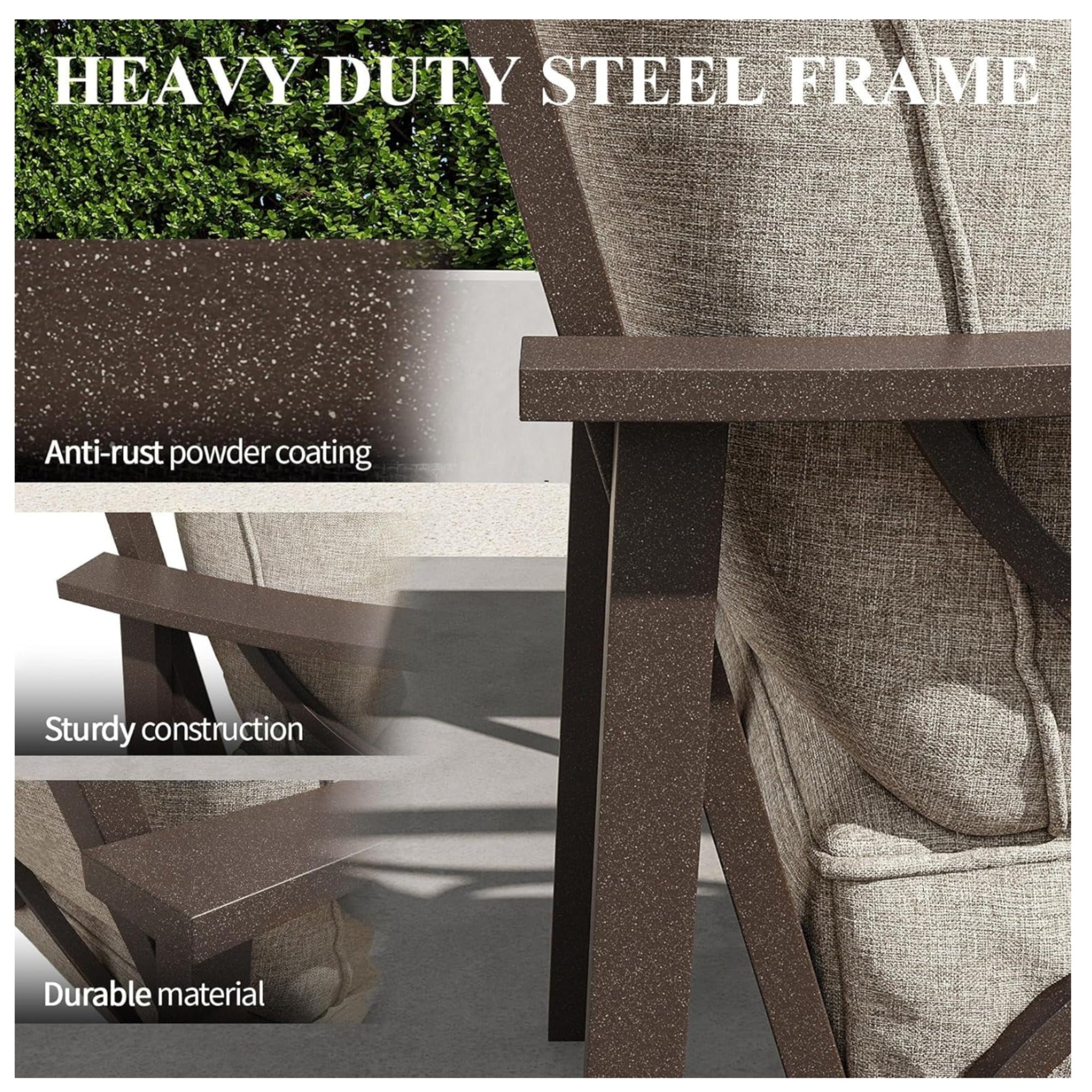 2 Piece Outdoor Patio Set, 70 Inches All-Weather Metal 3-Seat Sofa and Coffee Table