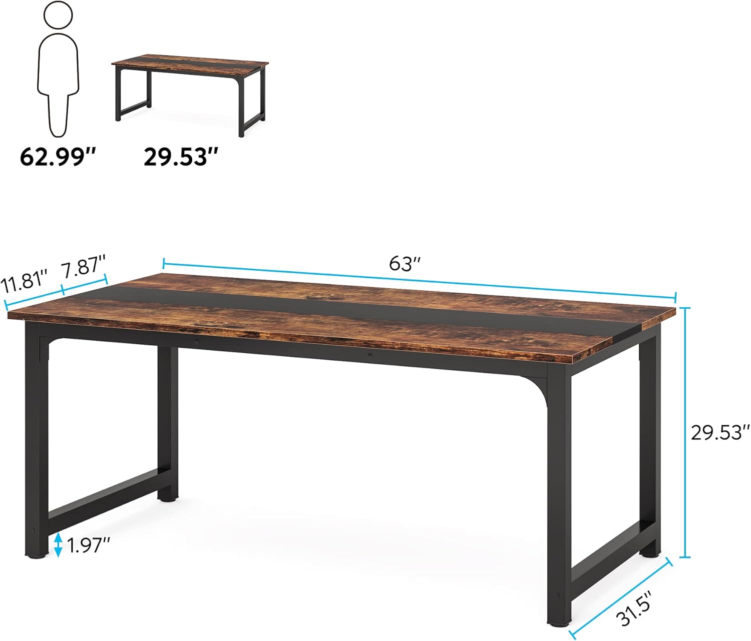 63" Large Modern Computer Desk for Home Office
